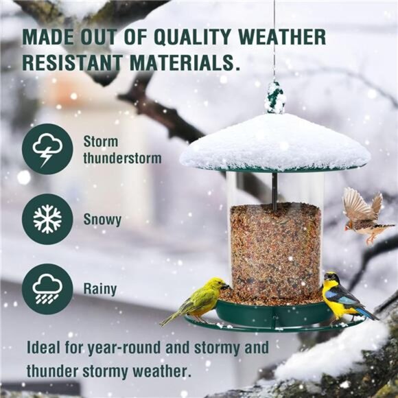 Metal Bird Feeder for Outdoors Hanging,3.0LB Seed Feeder,Easy to Fill - Picture 5 of 7